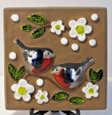 VINTAGE 1970s Ceramic Wall Hanging Tile Hand Painted Sweden - Deco Helsingborg