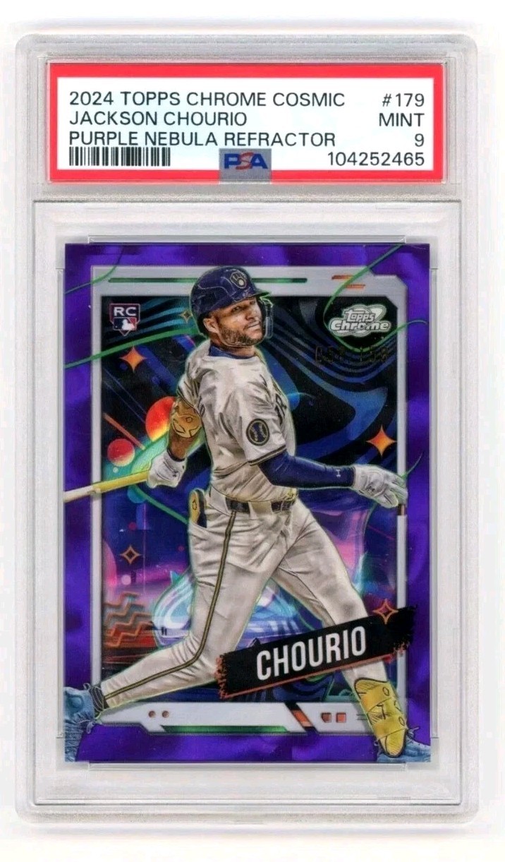 Jackson Chourio 2024 Topps Cosmic Chrome RC Purple Nebula Refractor /150 PSA 9