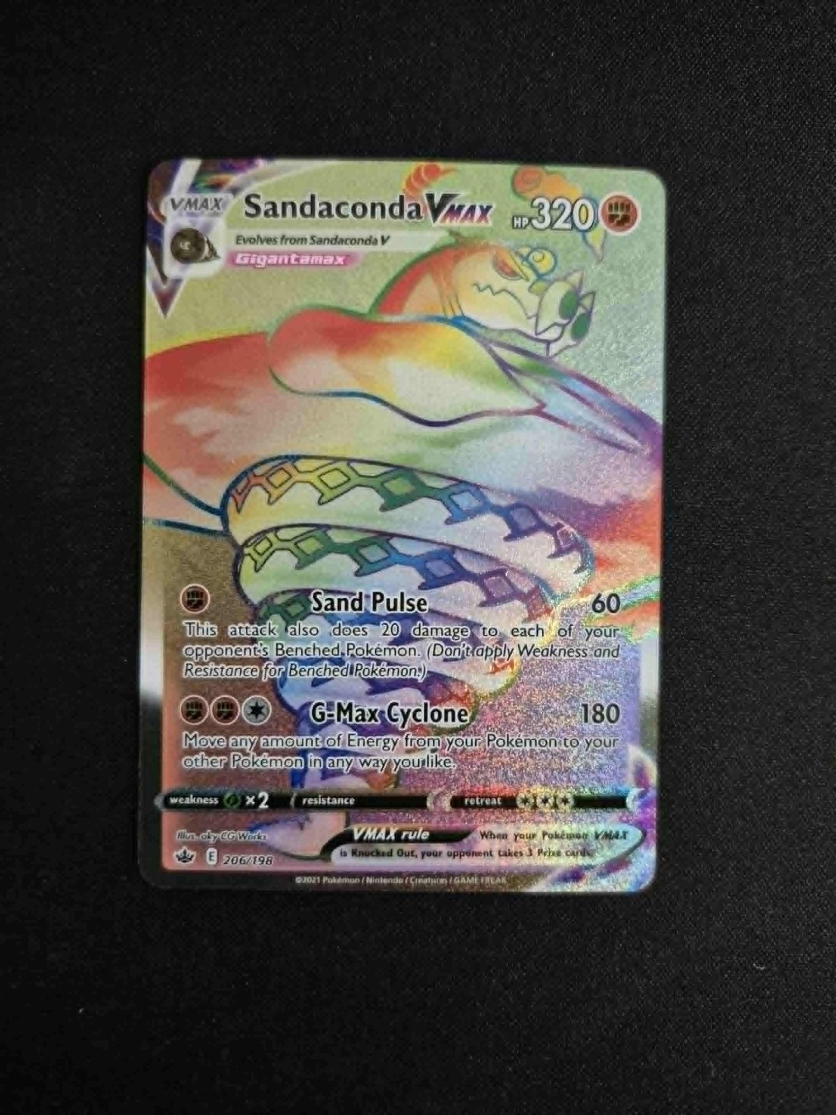 Sandaconda Vmax 206/198 NM - Secret Rare Rainbow - Chilling Reign