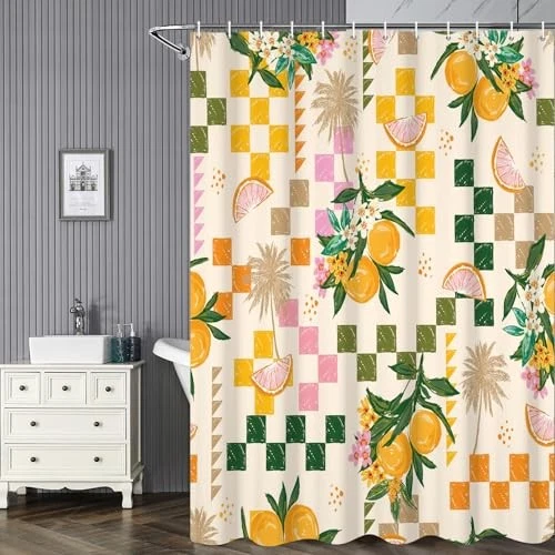 Cortina de Ducha, Frutas Amarillas y Verdes Ducha 72"W x 72"L (Pack de 1) Limón Foto 2 de 4