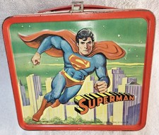 1975 Superman Aladdin Industries DC Comics Metal Lunch Box Vintage, No Thermos