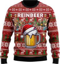 Beer Ugly Christmas Sweater, Reinbeer Sweatshirt, Xmas Holiday Gift