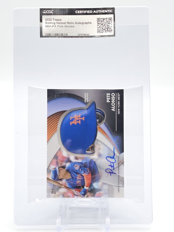 PETE ALONSO 2022 TOPPS BATTING HELMET RELIC PATCH AUTO /10 #BH-PA METS CGC Q7484