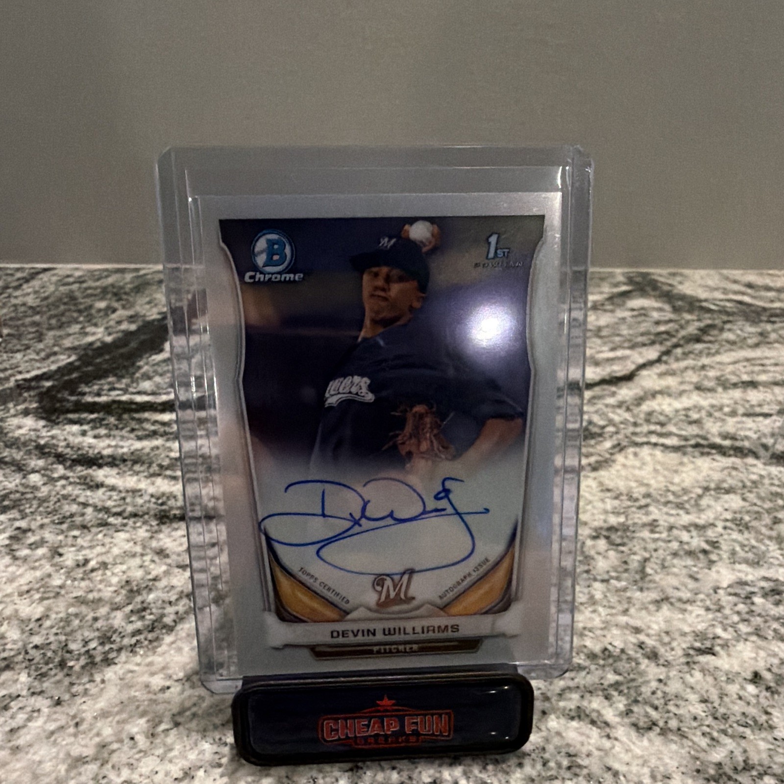 Topps 2014 Bowman Chrome Devin Williams 1st Bowman RC Auto Brewers #BCAP-DWI