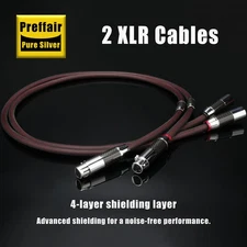 Pair 6N Pure Silver XLR Balanced Audio Interconnect Cable Carbon Fiber Connector