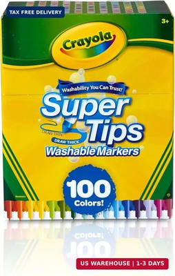 Crayola Super Tips Marker Set (100ct), Fine Point Washable Markers, Drawing Mark