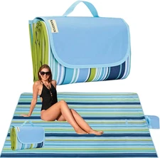 Beach Blanket Outdoor Picnic Blankets Mat 80"x60" Extra Large Waterproof Sand Pr