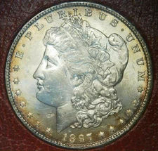 REDFIELD!!!__TONED__1897__Morgan Silver Dollar__REDFIELD!!!