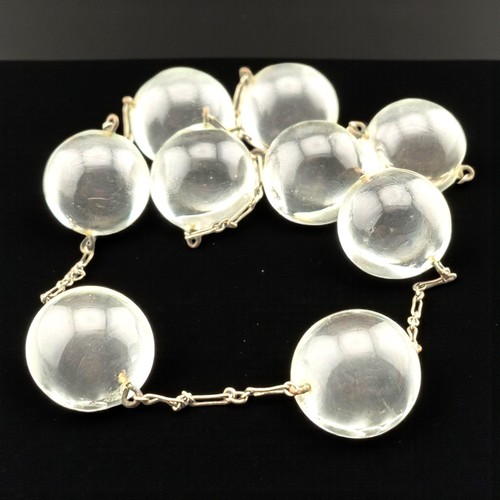 Antique Pools Of Light Necklace 14k Gold Filled 17.2mm 18in Long Clear Rock Orbs