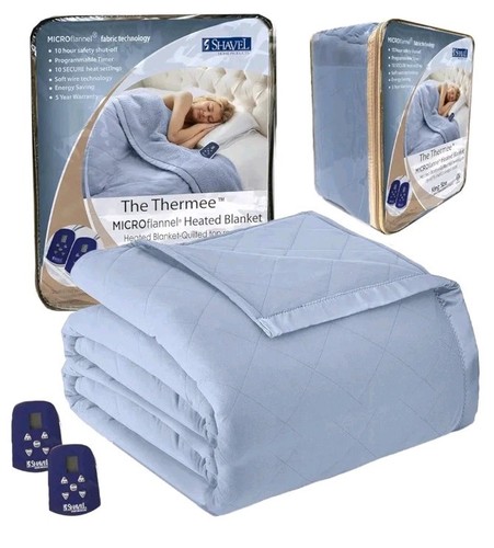 Thermee Micro Flannel Blanket Queen Size Heated Blanket with 10 settings, Pro - Picture 1 of 9