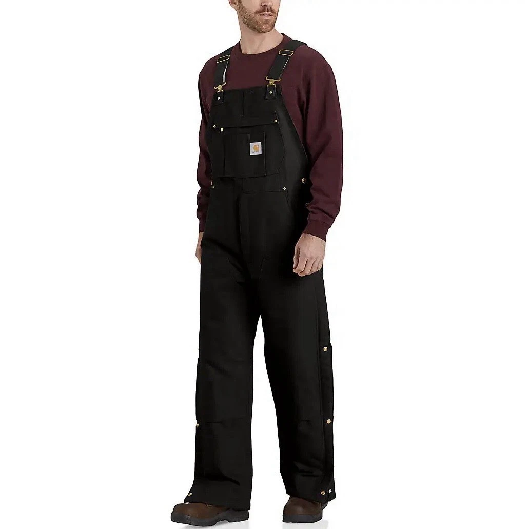 Carhartt 104393 BLK Firm Duck Insulated Double-Front Bib Overall Black Men’s LT