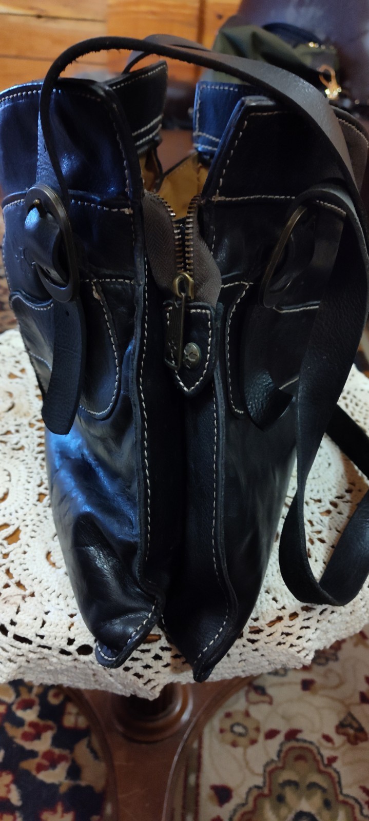 Patricia Nash Black Italian Leather Shoulder Stra… - image 16