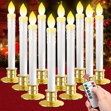 10 Pack Christmas Window Candles with Remote: Battery Operated LED Candles wi...