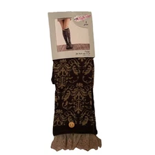 New Blazin Roxx Womens Boot Socks Brown Lace Sz L 8-10 Romantic Cowgirl Western