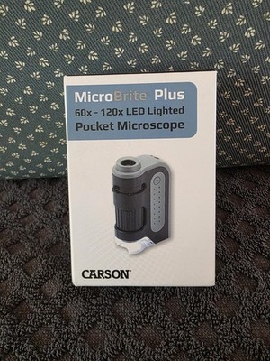 Carson MicroBrite Plus MM-300 60x-120x LED Pocket Microscope New Open Box