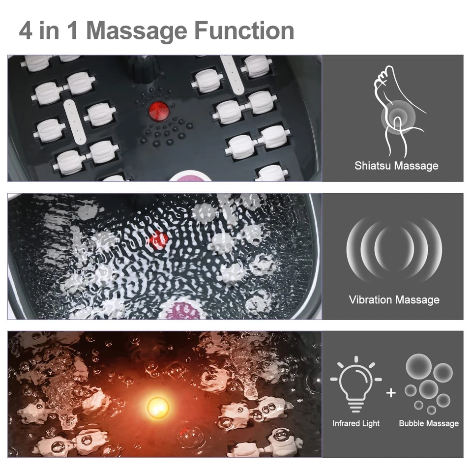 Foot Spa Bath Massager with Heat Bubbles and Vibration Massage and Jets, 16 O... - Image 3 of 4