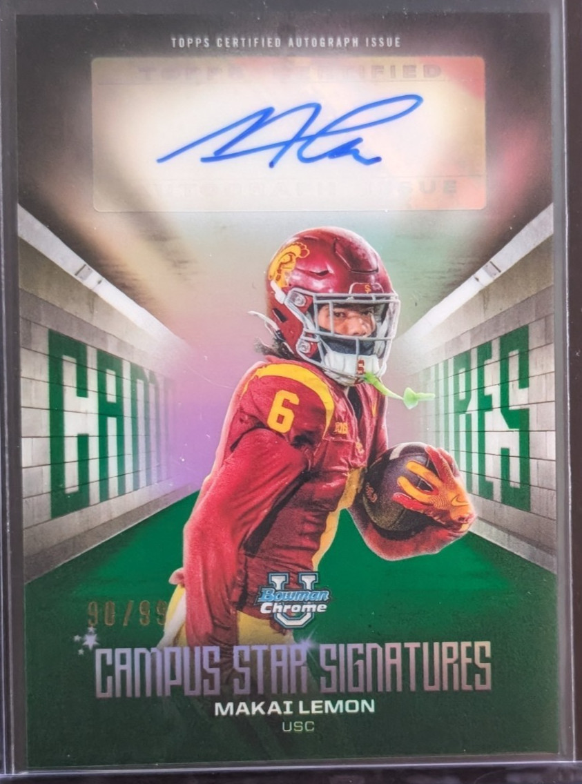 2025 Bowman U Chrome - Campus Star Auto Makai Lemon Green Refractor /99