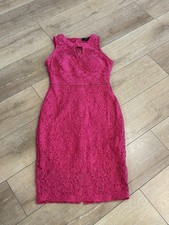 GUESS Hot Pink Lace Bodycon Dress 6 Keyhole Halter Neck Summer Party Coquette