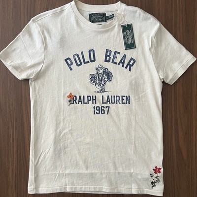 Polo Country Ralph Lauren Cowboy Bear T-Shirt Mens S Cream White