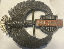 Rare Vintage Harley Davidson Belt Buckle Eagle Harley Davidson In Beak Read