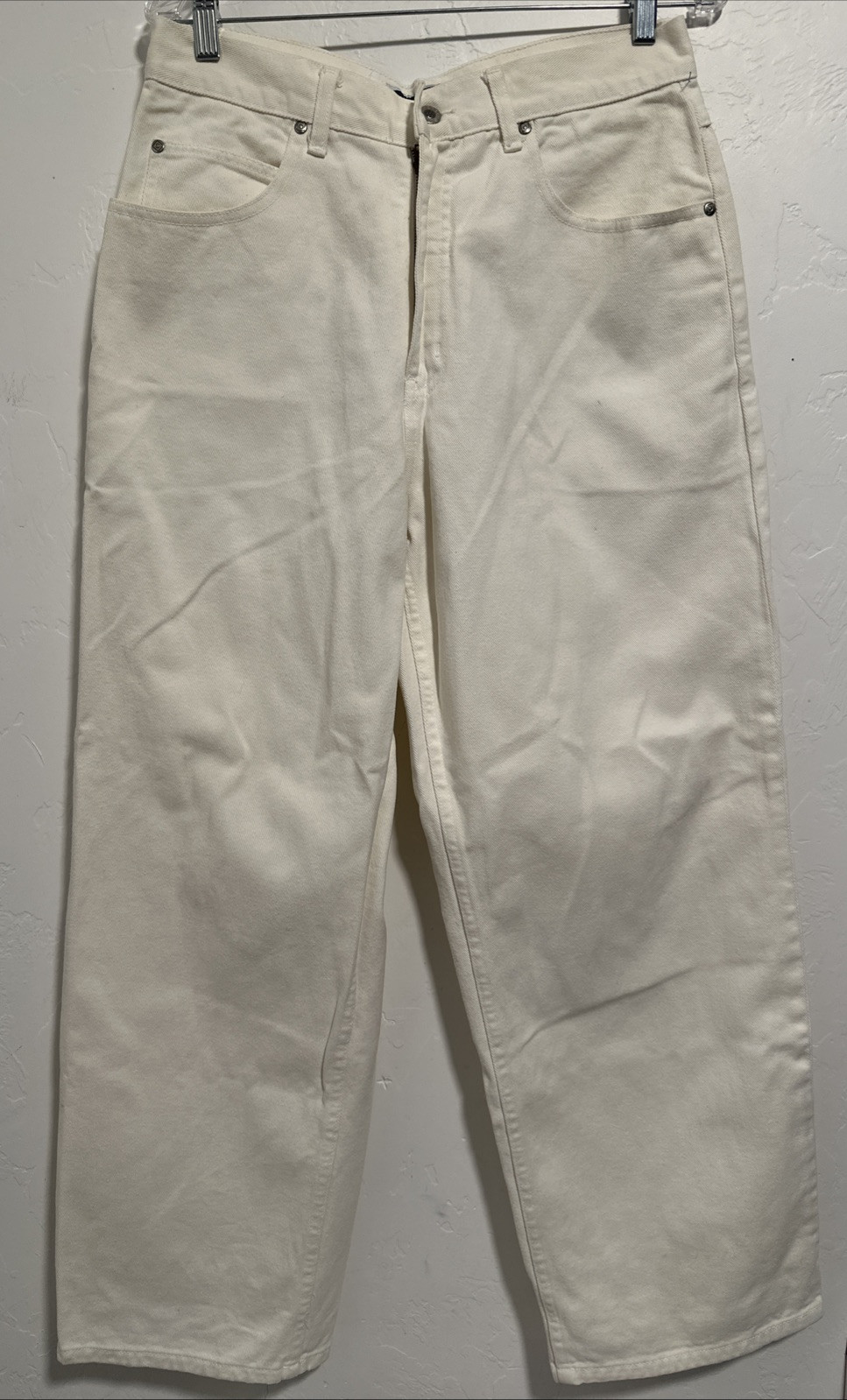 Vintage Anchor Blue Beyond Baggy Wide Leg Pants 32 X30 Off White USA Made  Y2K
