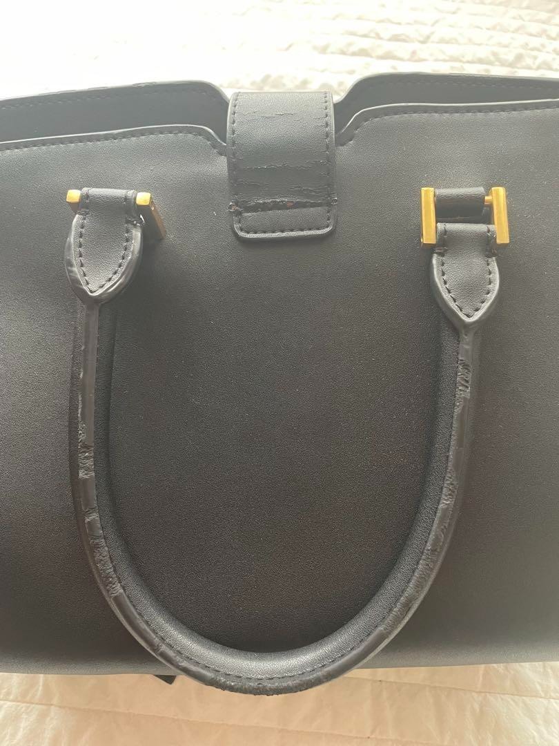 Borsa a tracolla YVES SAINT LAURENT YSL 2Way Cabas Chyc a mano in pelle nera grigia buona