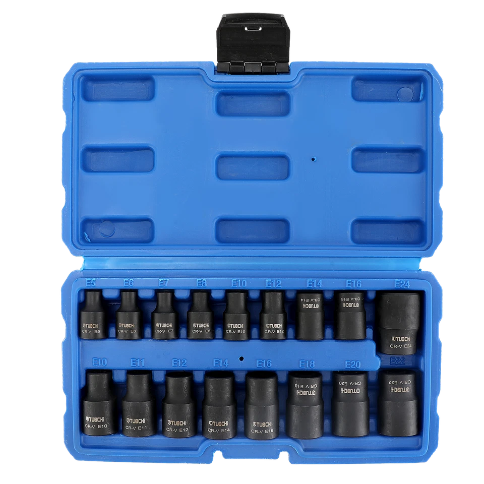 Female Impacted E Torx Star Sockets E5 - E24 3/8" and 1/2" Drive 17pc Set NEW - Image 2 of 4