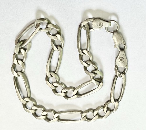 Figaro Italy Gliederkette Armband .925 Sterling Silber 8 1/2" 8g Vintage Signiert