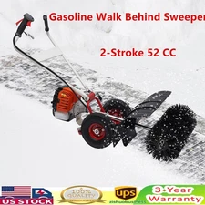 52CC Gas Power Walk Behind Snow Dirt Sweeper 2.5HP Broom Snow Shovel Cleaner US