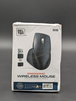 Delton S18 Ergonomic Wireless Optical Mouse Black (DMS18-WB) W/ Auto Pair Dongle