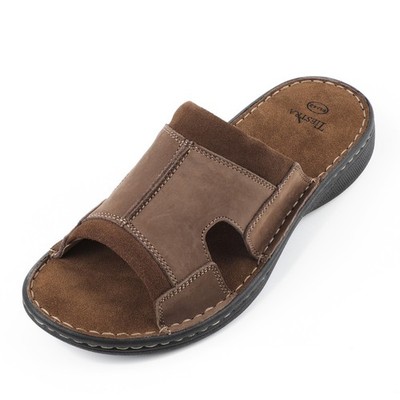 Mens Leather Slide Sandals Comfortable Lightweight Summer Casual Beach Slides