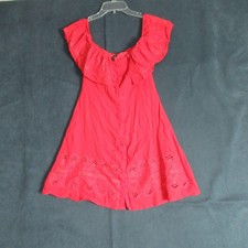 Design Lab Dress Womens Medium Orange Crochet Ruffle Cottagecore Prairie Flirty