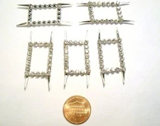 6 VINTAGE SILVER AUSTRIAN CRYSTAL RHINESTONE 26mm RECTANGLE 4 PRONG FINDING E46