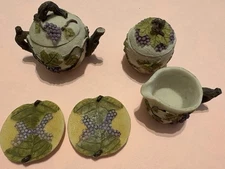Mini tea set vintage ceramic Grapevine