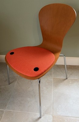 MCM Knoll Studio SPRITE * ORANGE cushion Molded Plywood Side Chair 2004 VG cond