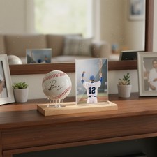 Baseball Display Case for Ball and Cards Clear Base Ball Holder Ring Stand Set