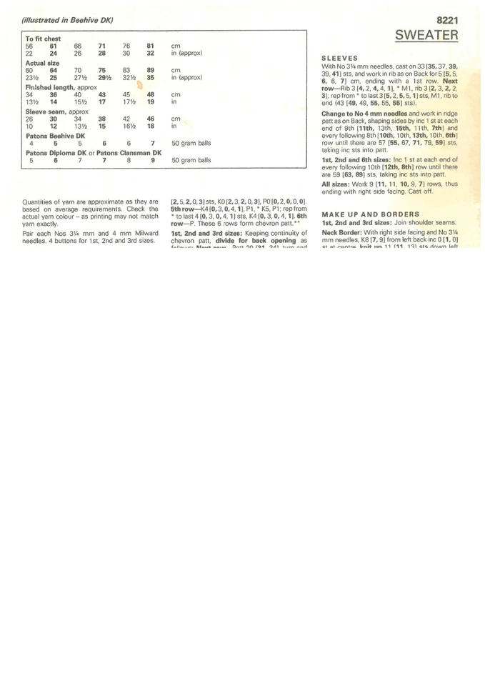 Patons C8221 Vintage Knitting Pattern – Children’s Sweater Jumper – Double Knitt - Image 2 of 3