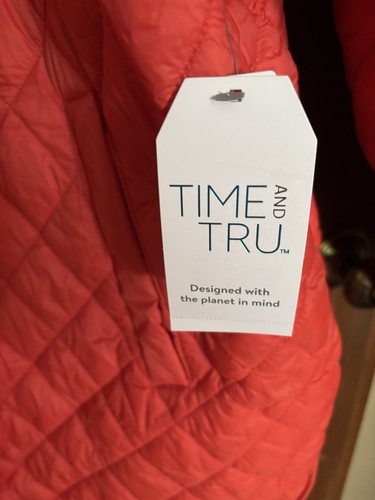 Neu mit Etikett $ 45 1X 16W-18W Time and Tru Damen orange Nylon gesteppt Scheunenmantel/Jacke - Bild 2 von 9