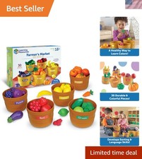 Farmer's Market Color Sorting Set - Educational Play Food for Kids Ages 18m 