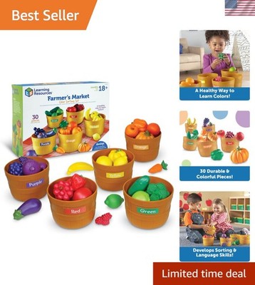 Farmer's Market Color Sorting Set - Educational Play Food for Kids (Ages 18m+)