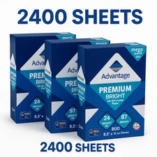 Advantage Premium Inkjet Laser Printer Paper 8.5x11 24 lb 97 Bright 2400 Sheets