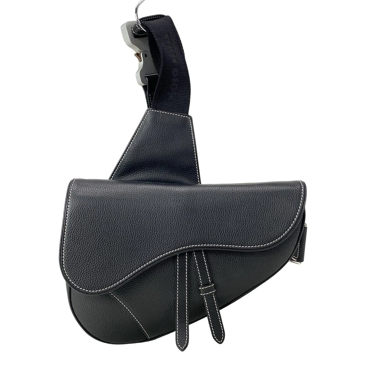 Authentique sacoche de selle DIOR/ChristianDior   sac à dos en veau grainé noir