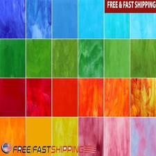 24 Stained Glass Sheets Mosaic Crafts Easy Cut Unique Art Glass Variety Pack New