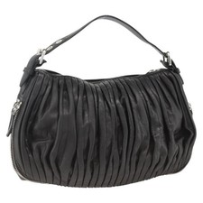 Borsa a tracolla Miu Miu in pelle nera argento Auth 172954