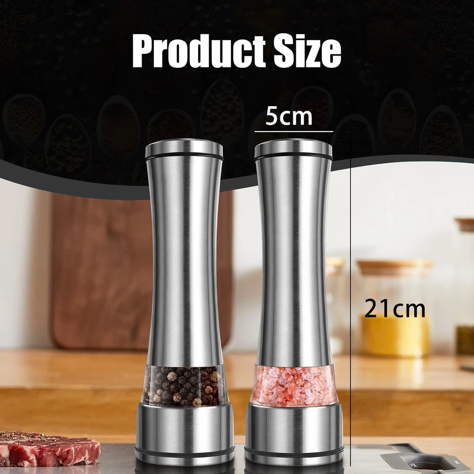 Macina Pepe Set Da 2 Pezzi Regolabile, Macina Spezie, Macina Sale E Pepe, per Ma - Immagine 4 di 4