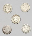 5 Lot - Silver Dime Set (1890/1853 Seated Liberty/1946 Roosevelt)