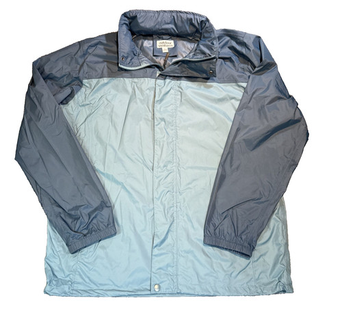 Outdoor Ventures Men Rain Jacket Large Blue Two-Tone Lightweight Waterproof hood