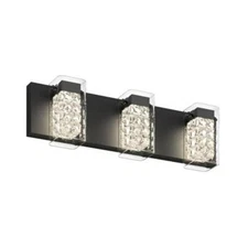 NEW Artika Crystal Cube 20 in. 3 Light Matte Black Modern Vanity Light Bar