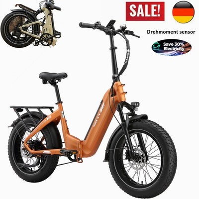 E Bike Klapprad 20  Elektrofahrrad 48V 18Ah Abnehmbarer Akku Drehmomentsensor DE
