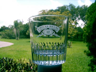 CHIVAS REGAL 12  YEAR OLD WHISKEY GLASS CROSSED SWORDS NICE REPLACEMENT